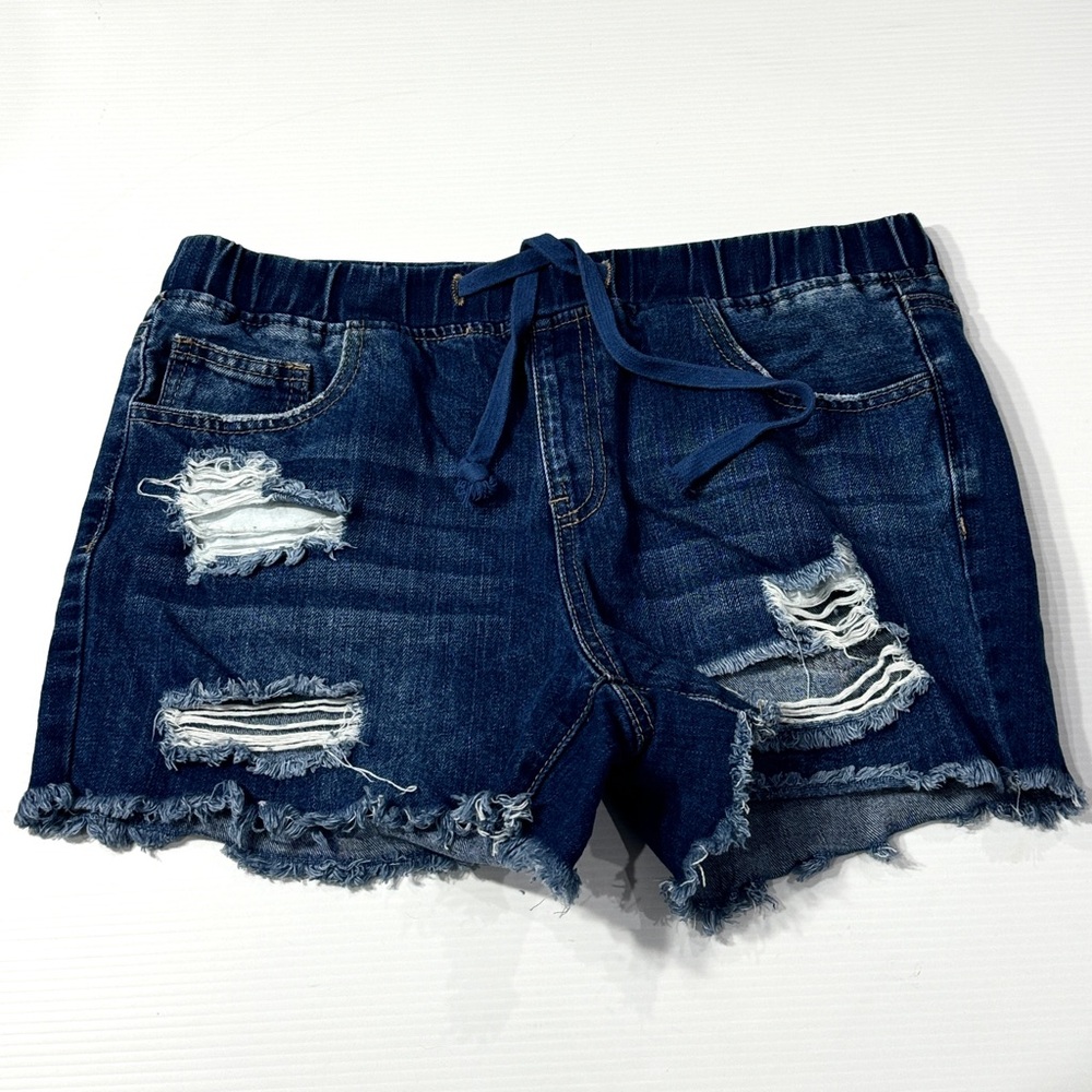YMI Elastic Wast Easy Denim Distressed Jean Shorts Size Medium